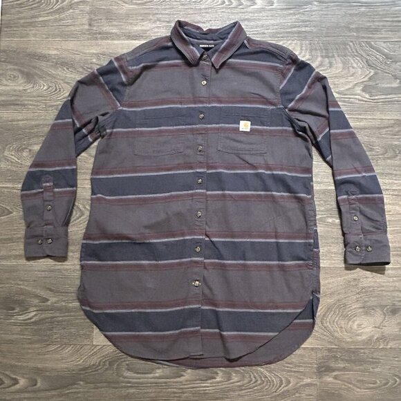 Carhartt Large Relaxed Fit Midweight Flannel Long Sleeve Plaid Tunic 104794 - Picture 3 of 9